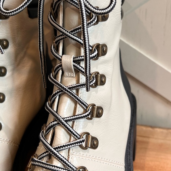 Michael by Michael Shannon Natacha Ivory Platform Moto Combat Boots Size 8 NEW - Picture 5 of 10